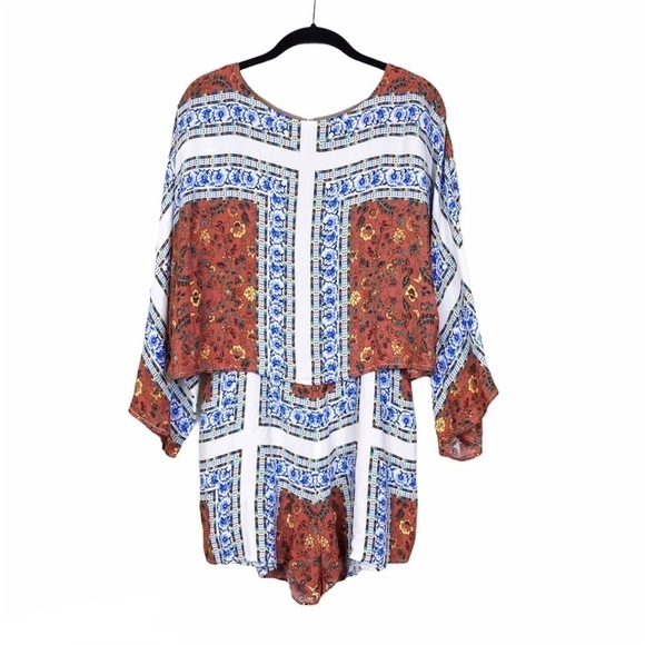 NWT Line and Dot Split Back Tasha Kimono Romper M - Picture 2 of 12
